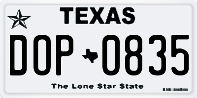 TX license plate DOP0835