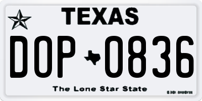 TX license plate DOP0836