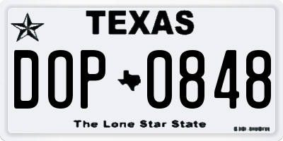 TX license plate DOP0848