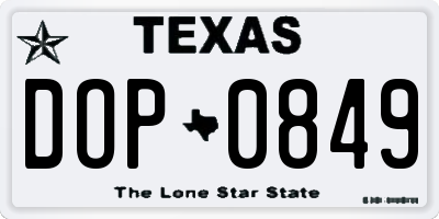 TX license plate DOP0849