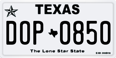 TX license plate DOP0850