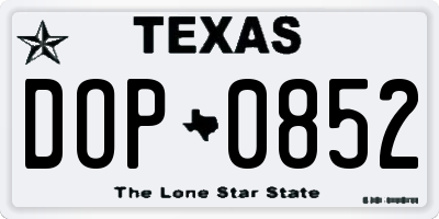 TX license plate DOP0852