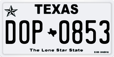 TX license plate DOP0853