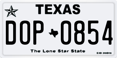 TX license plate DOP0854