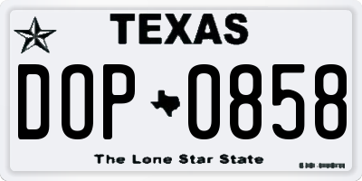 TX license plate DOP0858