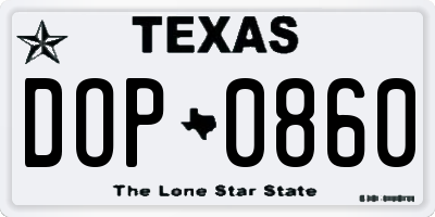 TX license plate DOP0860