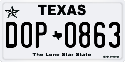 TX license plate DOP0863