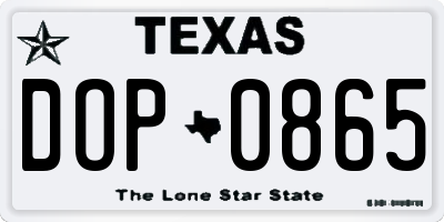 TX license plate DOP0865