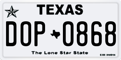 TX license plate DOP0868