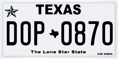 TX license plate DOP0870