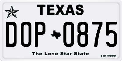 TX license plate DOP0875