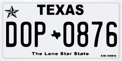 TX license plate DOP0876
