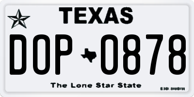 TX license plate DOP0878