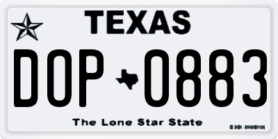 TX license plate DOP0883