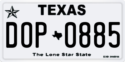 TX license plate DOP0885