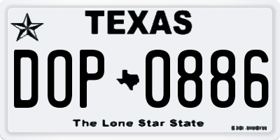 TX license plate DOP0886