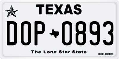 TX license plate DOP0893