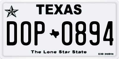 TX license plate DOP0894