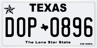 TX license plate DOP0896