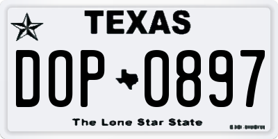 TX license plate DOP0897