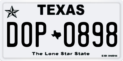 TX license plate DOP0898