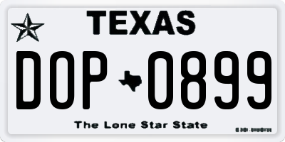 TX license plate DOP0899