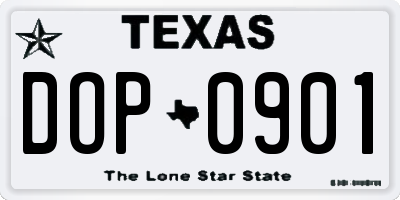TX license plate DOP0901