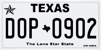 TX license plate DOP0902