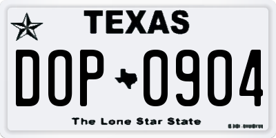 TX license plate DOP0904