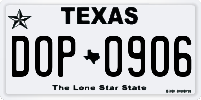 TX license plate DOP0906