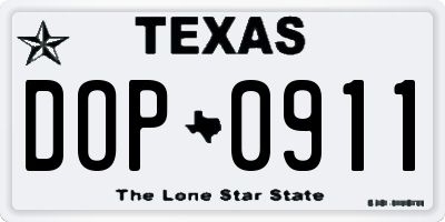 TX license plate DOP0911