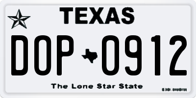 TX license plate DOP0912