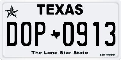 TX license plate DOP0913