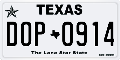 TX license plate DOP0914