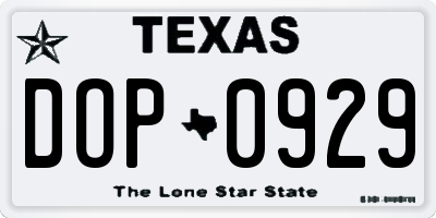 TX license plate DOP0929