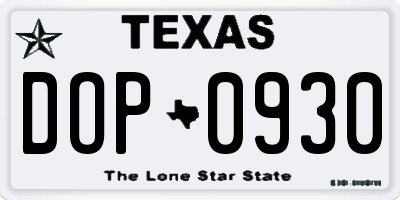 TX license plate DOP0930
