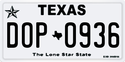 TX license plate DOP0936
