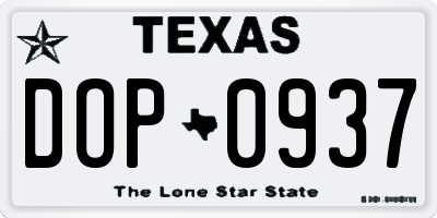 TX license plate DOP0937