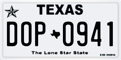 TX license plate DOP0941