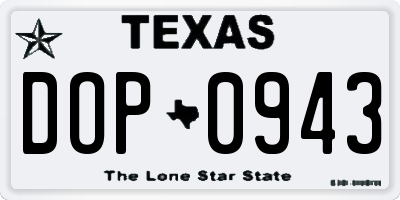 TX license plate DOP0943