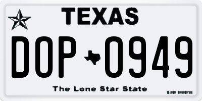 TX license plate DOP0949