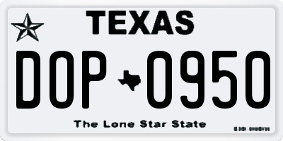 TX license plate DOP0950