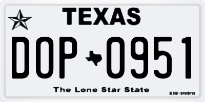 TX license plate DOP0951