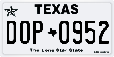 TX license plate DOP0952