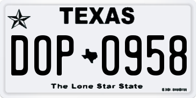 TX license plate DOP0958