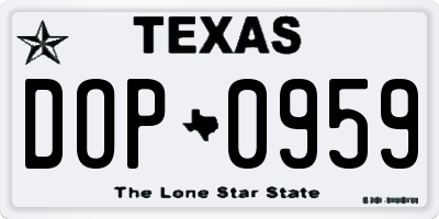 TX license plate DOP0959
