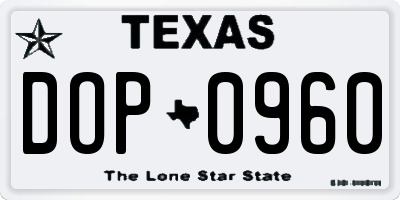TX license plate DOP0960