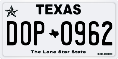 TX license plate DOP0962