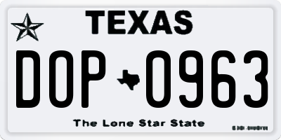 TX license plate DOP0963