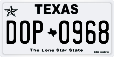 TX license plate DOP0968